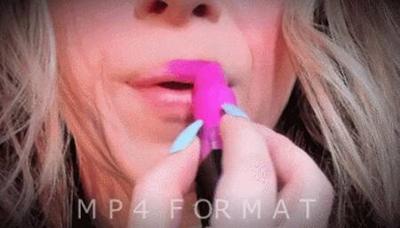 Bright Pink Lipstick Lip Smelling (HD) MP4