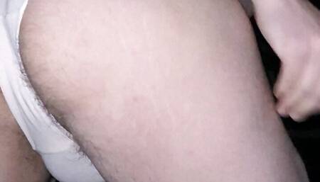 Young guy piss and cum in garden at night