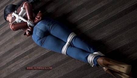 Monica Jade Bound in Brown Leather Ankle Boots and Brown Leather Opera Gloves! HD-mp4