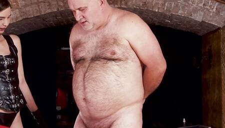 Fat Old Guy Tastes Shocker on Dick