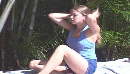 Adorable teen Becky outdoors