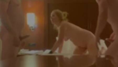 Taking turns on my milf wife with a 22 year old. We both tried each side of the spitroast