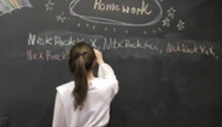 Shy classmate sucks teacher's big cock after class ! 18 y.o.