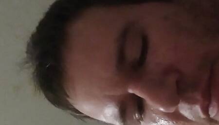 Piss in mouth swallow own piss then masturbate and cum shot
