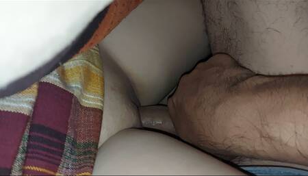 Back to school, stepdaughter and stepfather secretly fuck at night, they must not make noise or the wife wakes up