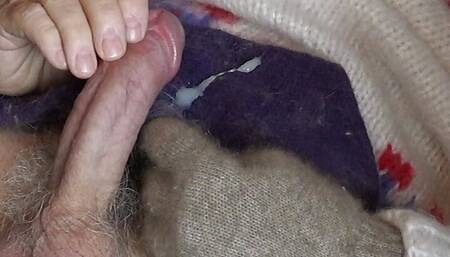 Fun White Mohair Sweater Fetish Play and Orgasm... nice cum shot on a very fuzzy sock.