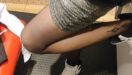 Black pantyhose in women's fitting room