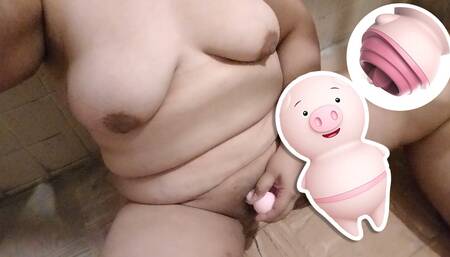 Hot pig gil uses a pig vibrator to masturbate