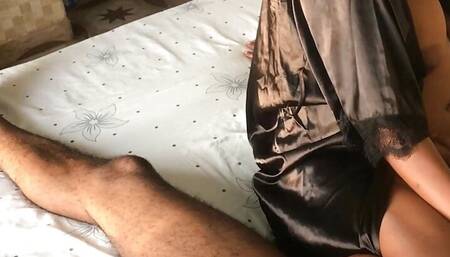 Bursty wife wake up husband Big Black cock for morning sex