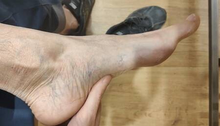 Foot play and shoeplay with sneakers