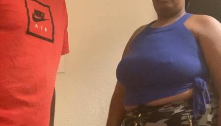 Ebony maid gets a hard belt spanking for not wiping down the door