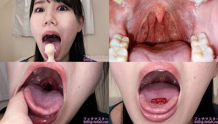 Miho Tomii - Showing inside cute girl's mouth, chewing gummy candys, sucking fingers, licking and sucking human doll, and chewing dried sardines mout-152 - 1080p