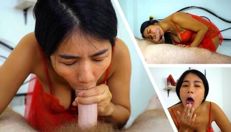 Asian Milf in Lingerie gets CIM Load