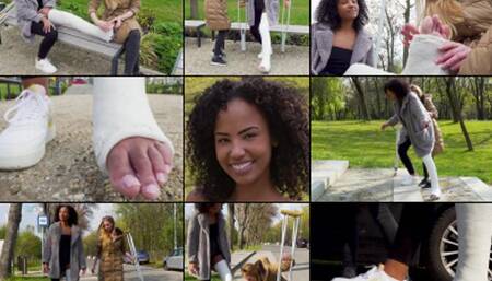 Romy LLWC Toe Massage in the Park and Learning to Gimp without Crutches (in HD 1920 X 1080)