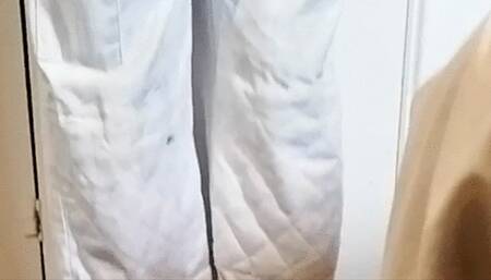 GODDESS SHEMALE GOLDEN CATSUIT DOUBLE TOYS HARDCORE STRETCHING PLAYING P1