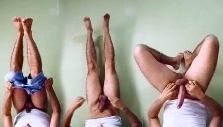 I SWALLOW MY CUM after a delicious and crazy handjob with my legs up, moving them and doing exercises for you