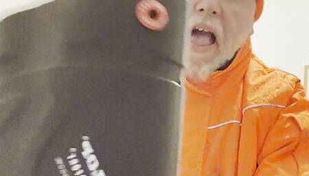 Wanking in Hiviz gear