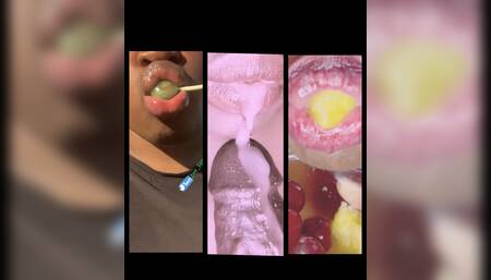 EBONY AND HER HUGE DICK SUCKING LIPS TAKE A MASSIVE LOAD