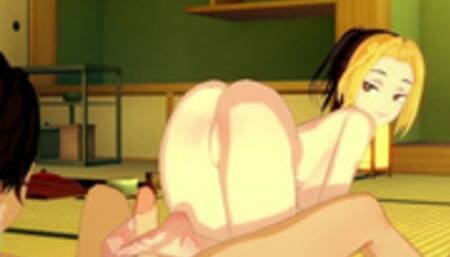 Makio and Tanjiro Kamado have deep sex in a Japanese-style room. - Demon Slayer Hentai