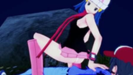 Dawn (Hikari) and I have intense sex outdoors. - Pokémon Hentai