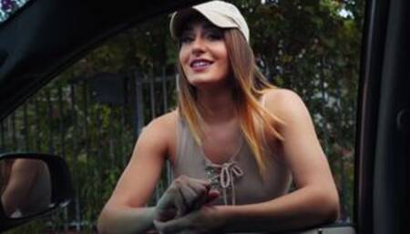 Quick sex in the car with a stunning big-boobed brunette Ella Reese