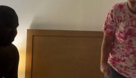 Ebony guy gets a hand job from is girlfriend part 3