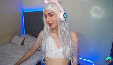 Cute tgirl playing with her toy