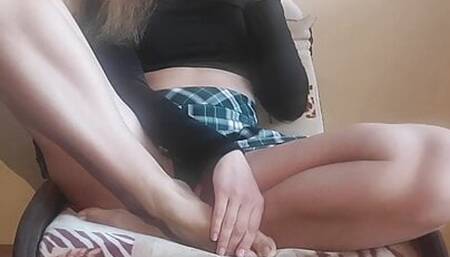 Bored Housewife is masturbating and waiting for big juicy cock