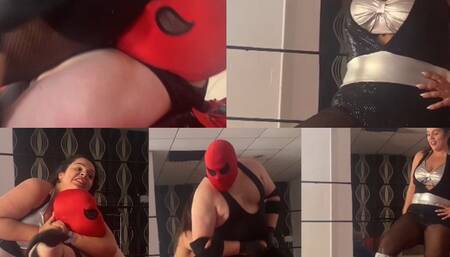 mixed wrestling male jobber takes multiple STINKFACES, VICTORY POSES, KICKS & FOOT ON CHEST PINS