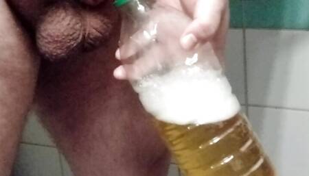 300lb pissmaster pisses 0.5liter into bottle with small uncut hot cock, check out my 3 dollar fansly to help me do vids