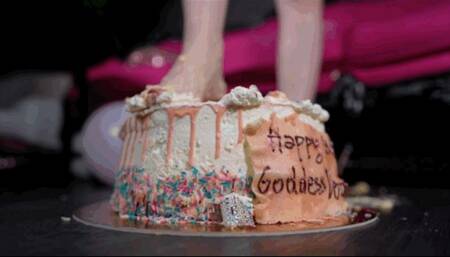 Stomping my birthday cake
