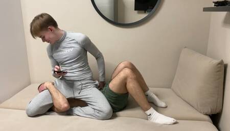 Cute twink schoolboypin and trampling