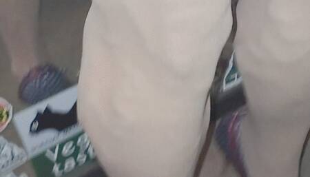 In nylons with polka dot heels