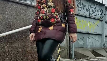 Limping on wooden crutches