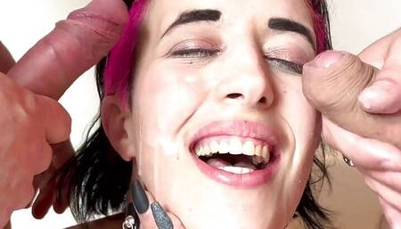 Hot Leila fucking with 2 hard cocks