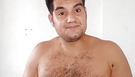 Hairy boy showing your body