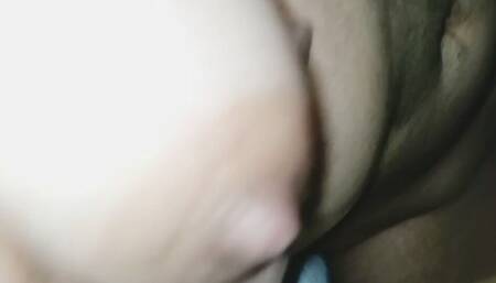 Husband kissing boobs lips
