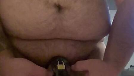 Cock locked in chastity for the first night ever