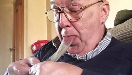 Drinking 2 more cum loads from condoms