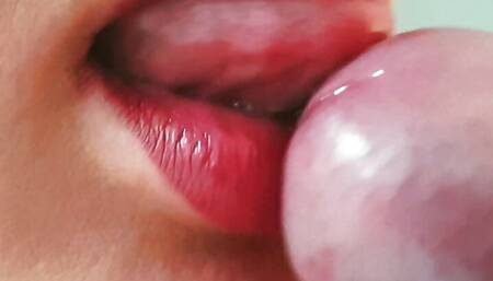 Hard close-up blowjob