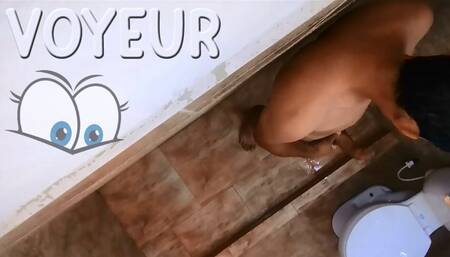 camera in bathroom records when sexy man bathes, soaps himself and masturbates in the shower, playing with water