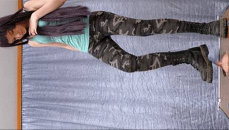 Teenage girl in military pants and Doc Martens shoes tramples my face (extended version, part 1 of 5), flo059x 1440p