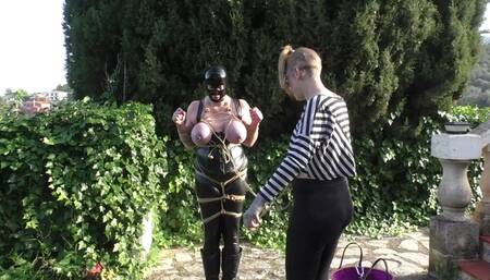 Titslave Eva - Cruel Predicament Breast Bondage Walk - The Challenge gets harder- Part 1 wmv SD