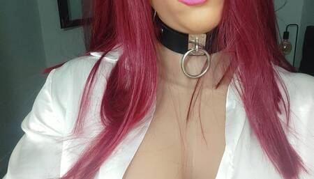 Tania dresses as a schoolgirl