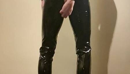 Latex Femboy buttplug fun