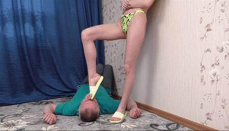 Lovely slut in pants tramples man's face with aggression, vf2645h 720p