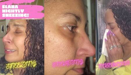 ELANA SNEEZES LOUD AT NIGHT OUTSIDE OF HER HOUSE TRYING TO KEEP HER NEIGHBORS FROM HEARING! wmv footage