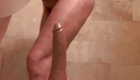 Amateur Milf Rides Dildo In Bath Tub