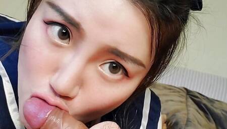 Asian Student Giving Passionate Blowjob and Cum in Mouth - NicoLove