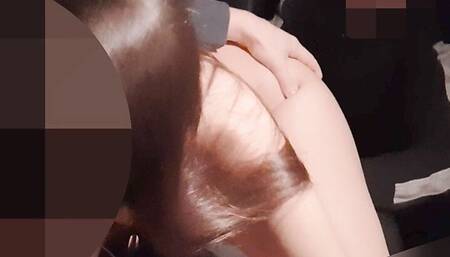 Quick blowjob from my wife to co-worker in the car in the parking lot, cum swallow while being jerked hard by a voyeur